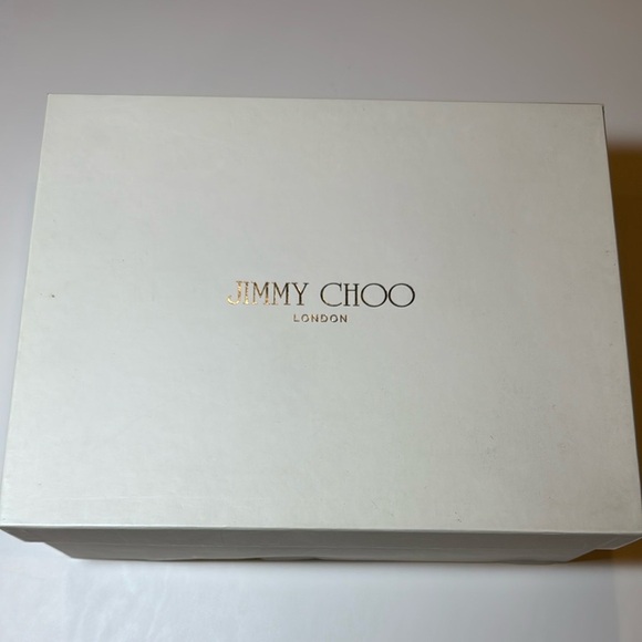 Jimmy Choo Glitter Fabric Champagne Peep Toe Sling Back Heel Size 37 Authentic - Picture 16 of 16